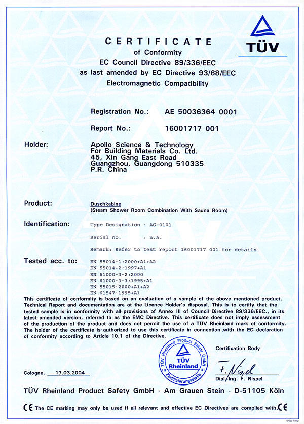 Our EU CE certificate