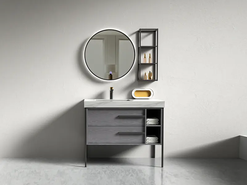 Fashionable Bathroom Cabinets With Knignt Grey Color AF-1828
